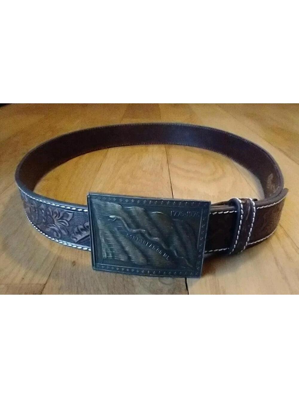Cavenders 9755808 Genuine Leather Belt Strap Brown Size 40 Buckle Don't Tread